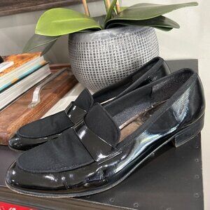 Salvatore Ferragamo Dean Tuxedo Dress Shoes Leather Loafers Black Mens Size 12